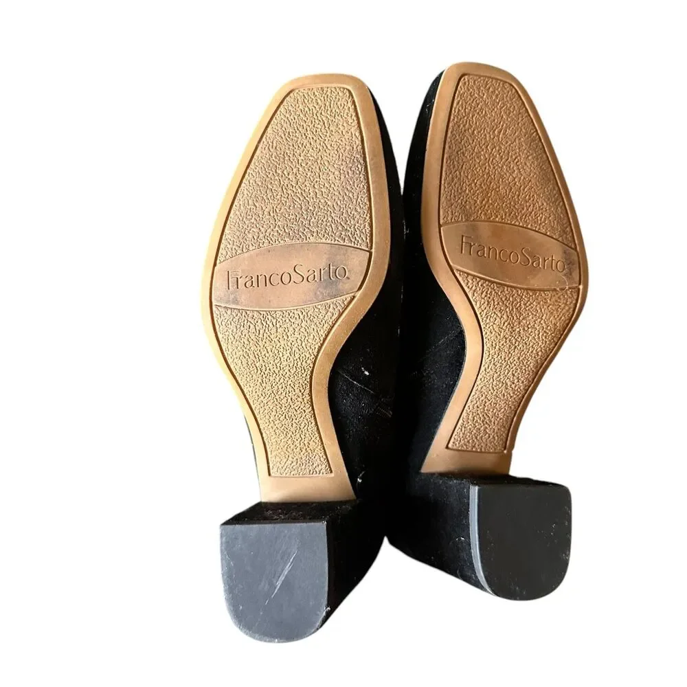 FRANCO SARTO Pamela‎ Suede Tie Ankle Booties Black Sz 7.5